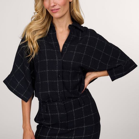 CHPTRS Oversized Keen Blouse in Black Windowpane - Size EU 34 - Picture 3 of 13